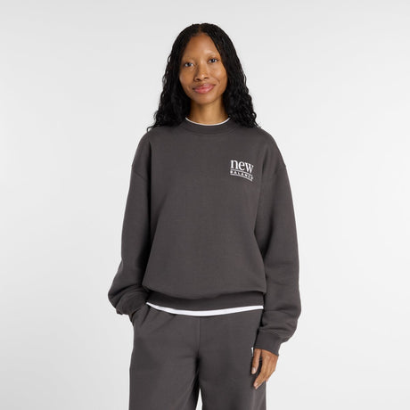 New Balance Reimagined Fleece Crew Damenpullover – verblasstes Schwarz