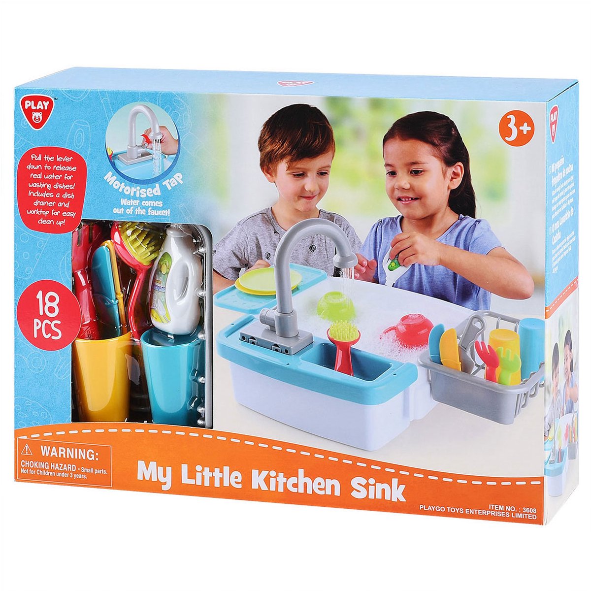 Playgo Abwaschspielküche Spielset – 18-teilig.