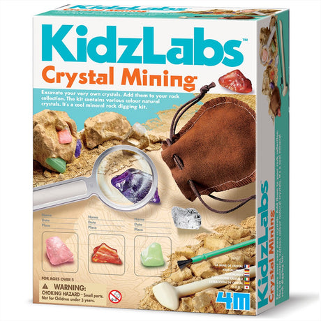 4 m Ausgrabungsset – Kristalle – Wissenschaft und Spiele – Mineralien sammeln – Kidzlabs – 5+