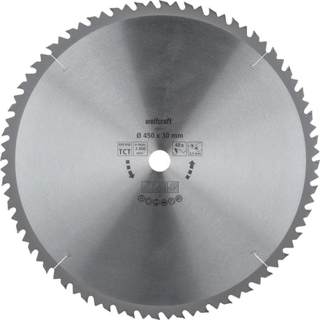 Wolfcraft - Säge-Tischkreissägeblatt 450x30mm - 40 Zähne - Sägeblatt für Tischkreissäge - Braune Serie - 6595000