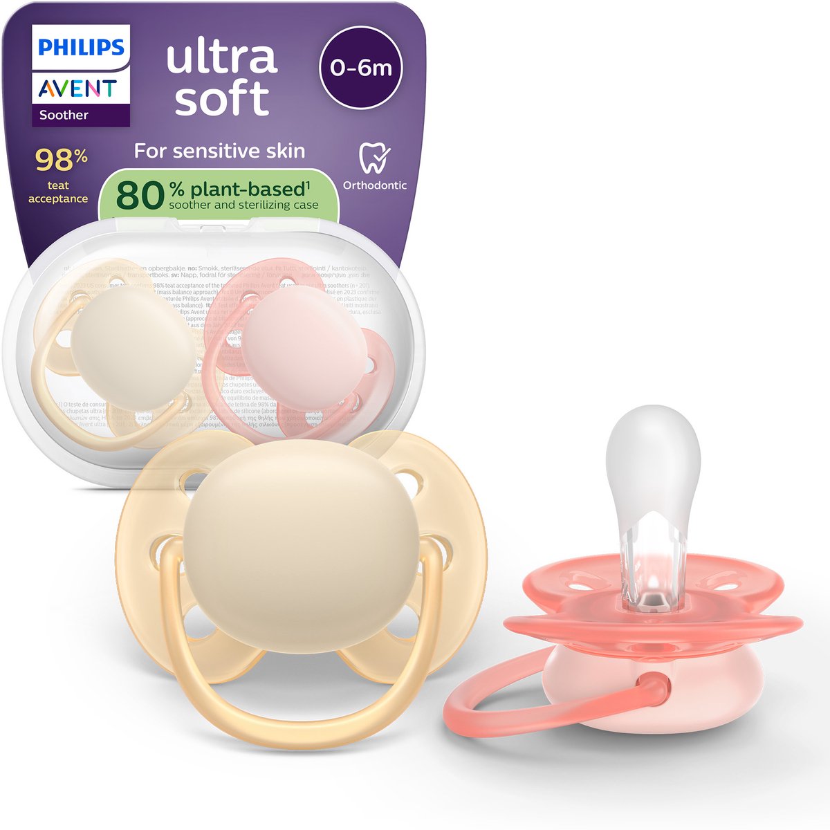 Philips avent ultra soft – superzachte siliconen fopspeen (0-6 mnd) – voor gevoelige huid – 2 stuks - scf091 38