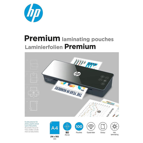 HP 9123 Premium-Laminierfolien A4 – Laminierfolien zum Heißlaminieren – glänzend – 80 Mikron – 100 Stück
