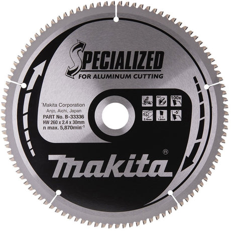 Makita Zubehör Kappsägeblatt Aluminium Spezial 260x30x2,4 100t -5g
