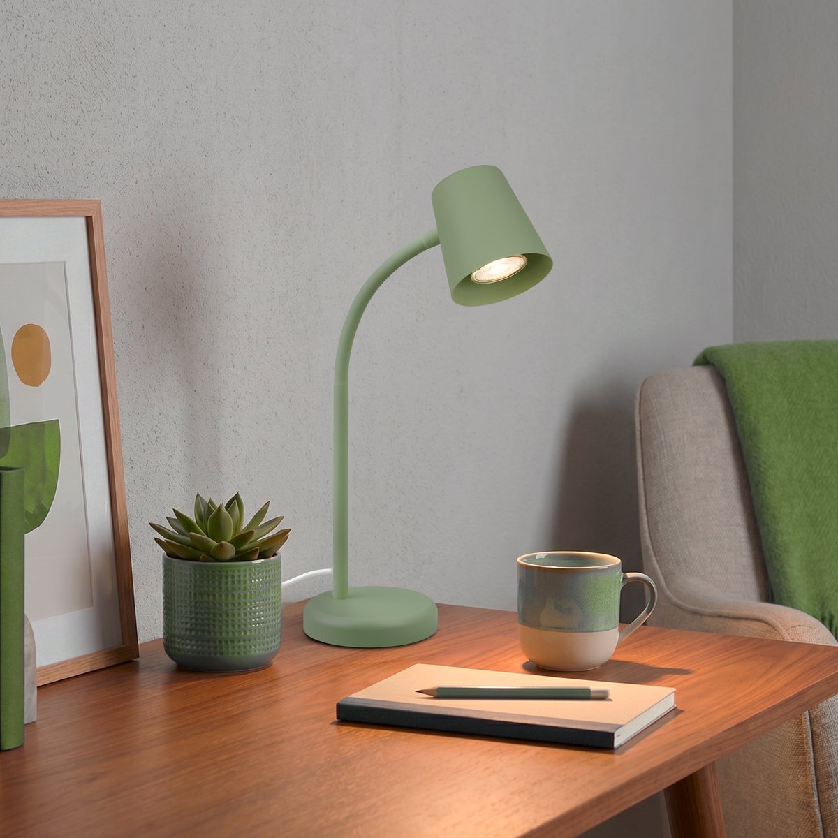 Briloner skriva - Tischlampe - Schreibtischlampe - mit Kabel - drehbare Tischlampe - exkl. gu10 – 13 x 38,5 cm – grün