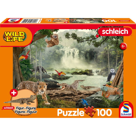 Schmidt - Puzzle - Wildes Leben im Regenwald - Schleich - 100 Teile + Originalfigur - Kinder - ab 6 Jahren