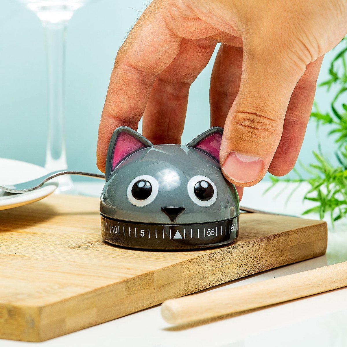 Kikkerland Küchentimer – in Form einer Katze – 60-Minuten-Timer – Küchenzubehör