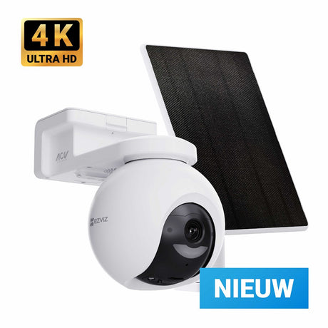 Ezviz HB8 Pro 4K Kit Drahtlose Überwachungskamera WiFi mit 5 W Solarpanel – KI-Erkennung von Personenfahrzeugen – 360° PTZ – Farbnachtsicht – Außenkamera – Keine monatlichen Gebühren