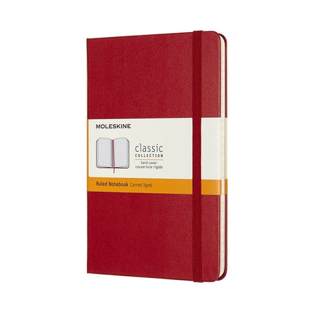 Klassisches Moleskine-Notizbuch – mittelgroß – Hardcover – liniert – rot