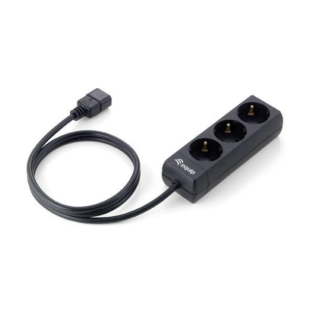 Equip 333280 3-fach Steckdosenleiste, 1,1 m, Typ F, schwarz, CE, 3 AC-Ausgänge, 220–240 V