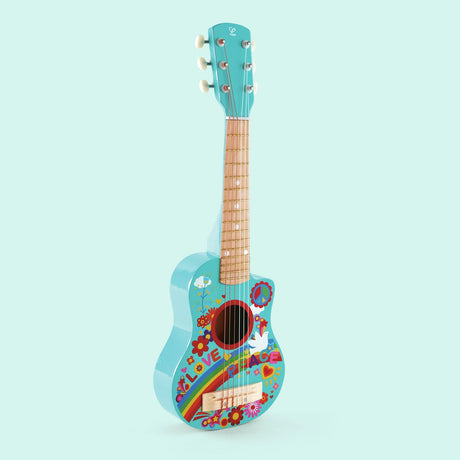 Hape Flower Power Gitarre – Kindergitarre aus Holz mit Nylonsaiten, ab 3 Jahren