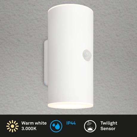 Briloner - lampe d'extérieur - lima - bewegingsmelder - schemersensor - oplaadbare batterij - usb opladen - spatwater bescherming - 15,5 x 7 x 8,5 cm - wit