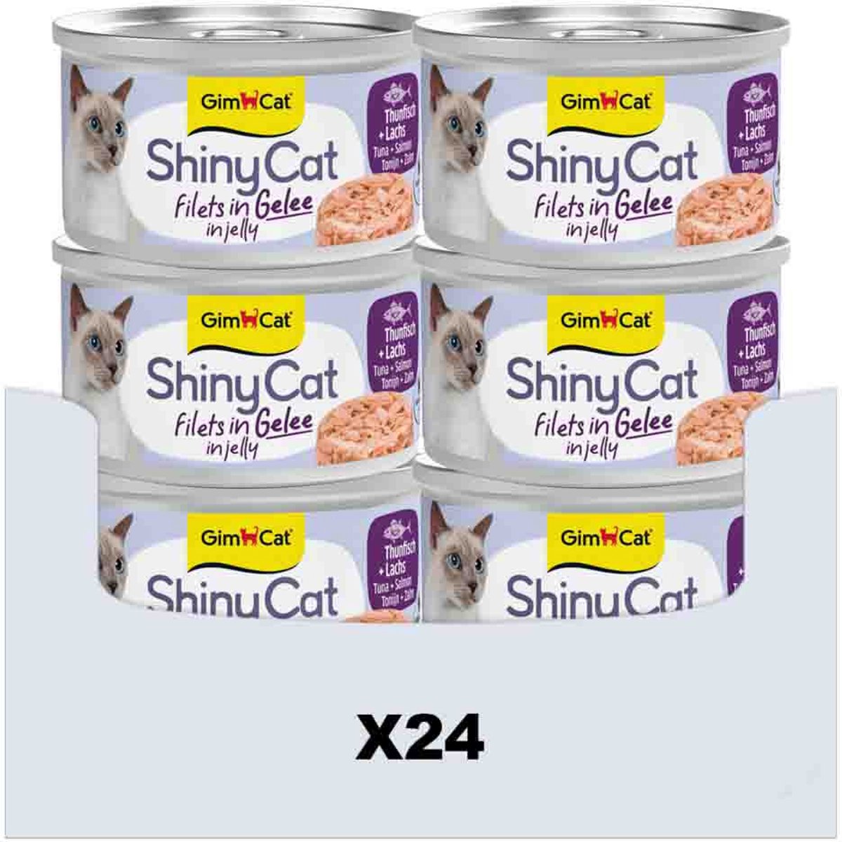 Gimcat 24 x 70 g – Shinycat-Filets in Gelee-Thunfisch + Lachs