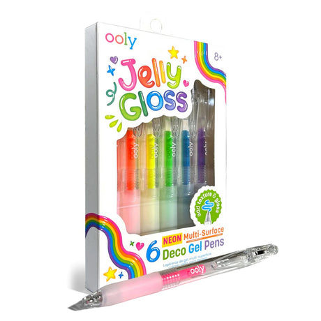 Ooly – Jelly Gloss – 6 Multi-Oberflächen-Gelstifte – Neon