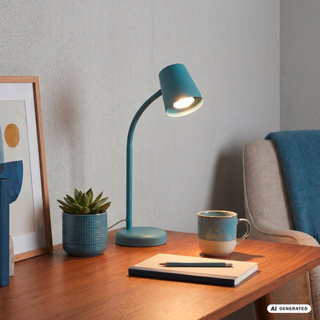 Briloner skriva - Tischlampe - Schreibtischlampe - mit Kabel - drehbare Tischlampe - exkl. gu10 – 13 x 38,5 cm – blau
