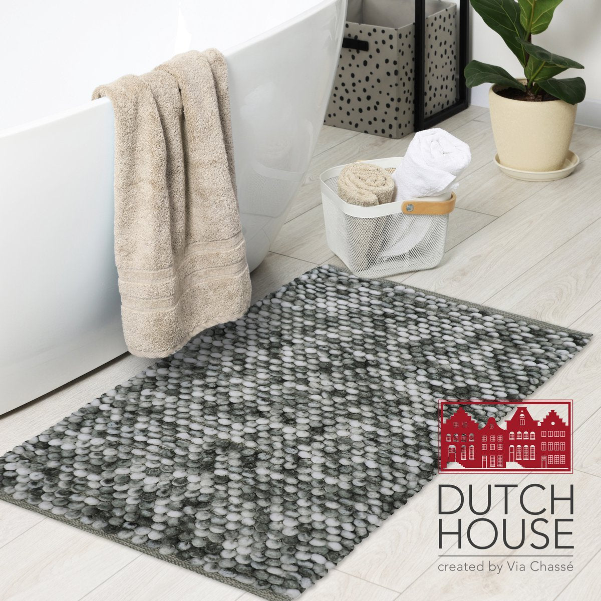 Via Chasse Badematte dunkelgrau 60x90cm Caorle | 2 Stk