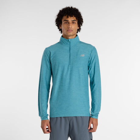 New Balance Space Dye 1 Herren-Sportpullover mit 4 Reißverschlüssen – Big Teal Heather