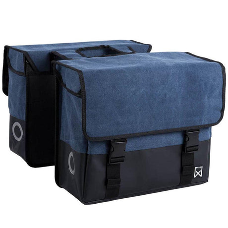 Willex doppelte Fahrradtasche – Segeltuch – Reflexion – 48 Liter – universelle Montage – blau mattschwarz