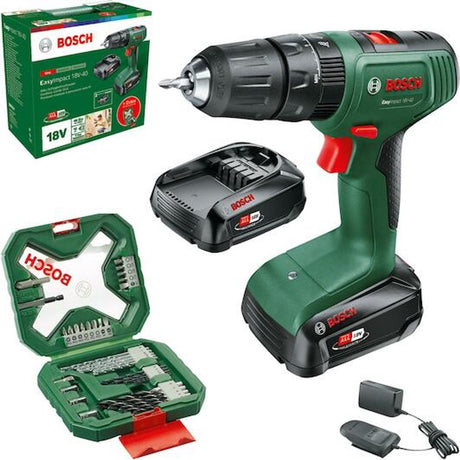 Imp Bosch Green Easyact 18V-40 | Akku-Schlagbohrschrauber | 2 x 2,0 Ah Akku + Schnellladegerät + Zubehör - 06039d8109