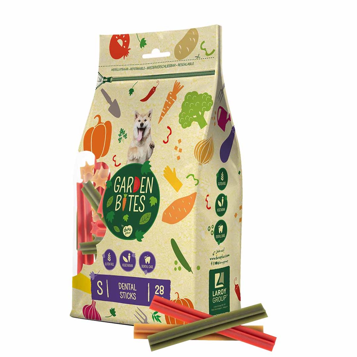 Garden Bites duvoplus – Zahnsticks Hundesnacks – Hundeleckerlis – vegetarisch glutenfrei – klein 28St