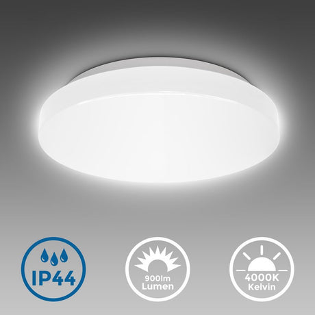 Briloner b.k.licht - LED-Badezimmerbeleuchtung - weiße Deckenleuchte - Badezimmerleuchte mit 1 Lichtpunkt - IP44 - ø22cm - 4.000k - 900lm - 10w