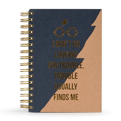 Pyramid international harry potter notitieboek premium a5 trouble usually finds me blauw bruin