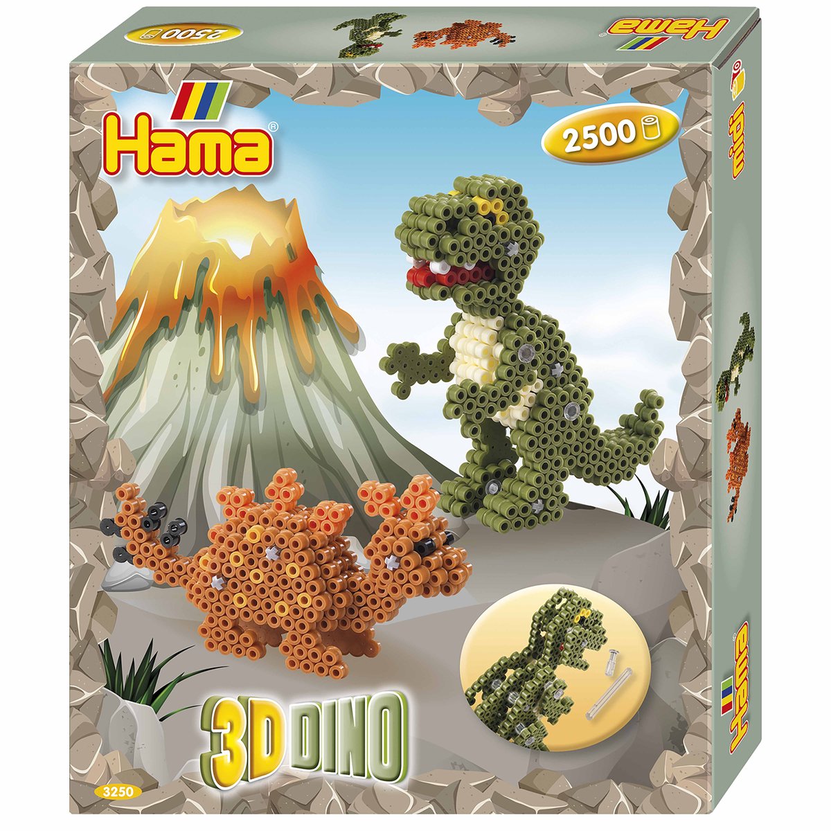 Hama Midi-Bügelperlen-Set - 3D-Dinosaurier, 2500-tlg.