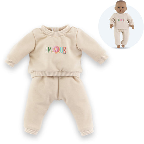 Corolle Puppen-Trainingsanzug beige für Babypuppe 30 cm mit Klettverschluss.