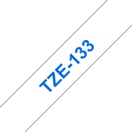 Brother TZ-133 12 mm – Blau auf Transparent – laminiert (8 m)