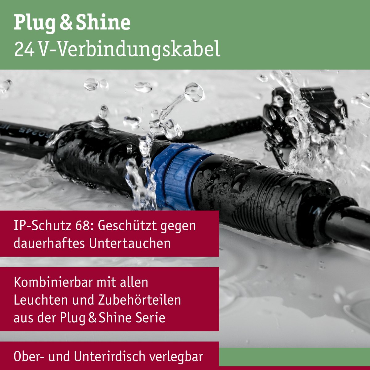 Paulmann Plug Shine Kabel 15m 7 Ausgänge IP68 schwarz