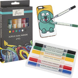 Nassau Fine Art professionelle Acrylmarker | 6 verschiedene Farben | Doppelmarker | geeignet für Steine – Schuhe – Glas – Kunststoff – Holz – Kleidung