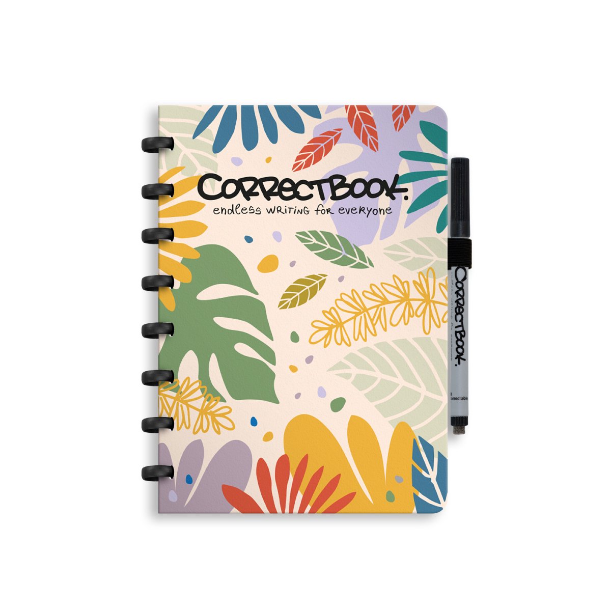 Correctbook a5 uitwisbaar notitieboek – herbruikbaar schrift – botanical beauty – blanco – inclusief pen wisdoekje – aanvulbaar met extra pagina’s