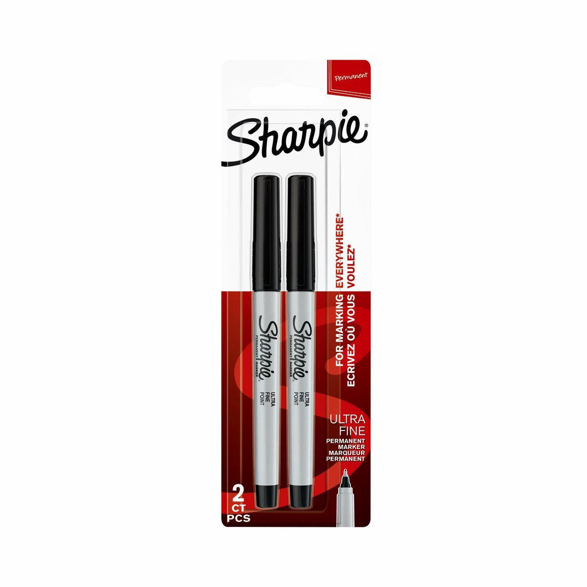 Sharpie Permanentmarker | ultrafeine Spitze | schwarze Tinte | 2 Stk