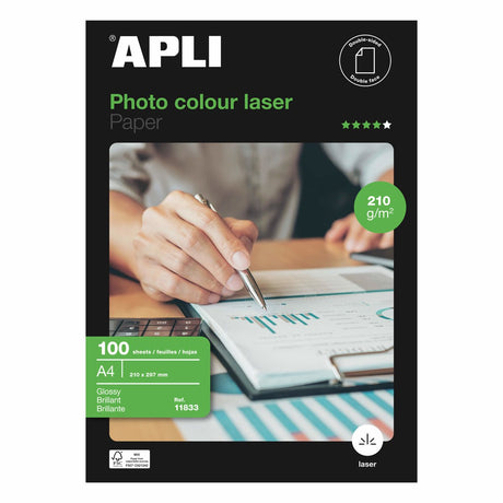 Apli glänzendes Fotopapier Laser 100 Blatt doppelseitig A4 160 g m2