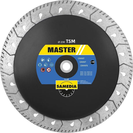 Sameda Diamanttrennscheibe Samedia Master TSM 230xm14 zum Sägen und Schleifen von Granit