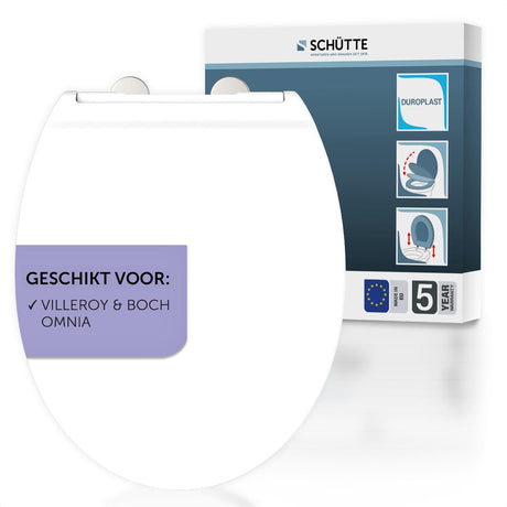 Schütte WC-Sitz 82801 pro 9 - Fallbremse - abnehmbar - passend für Villeroy Boch Omnia - Belastbarkeit bis 250 kg