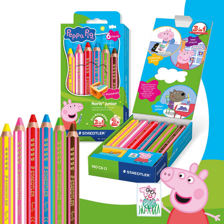 Staedtler Peppa Pig x Noris Junior 3-in-1 Buntstift – Set mit 6 Stück