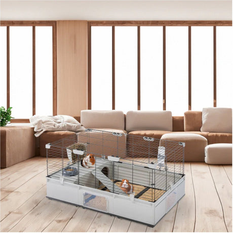 Ferplast modularer 2-Käfig – Käfigstall – 109 x 72 x 56 cm, schwarzgrau