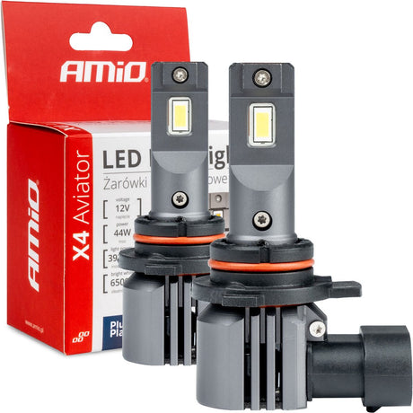 Amio LED-Scheinwerfer x4 Serie Aviator Hir2 9012 6500 K max. 44 W Abblendlicht weiß
