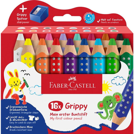 Faber-Castell Buntstift Faber Castell Grippy XXL Jumbo Federmäppchen 16 Stück und Spitzer – FC-110645