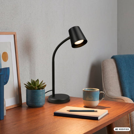 Briloner skriva - Tischlampe - Schreibtischlampe - mit Kabel - drehbare Tischlampe - exkl. gu10 – 13 x 38,5 cm – schwarz