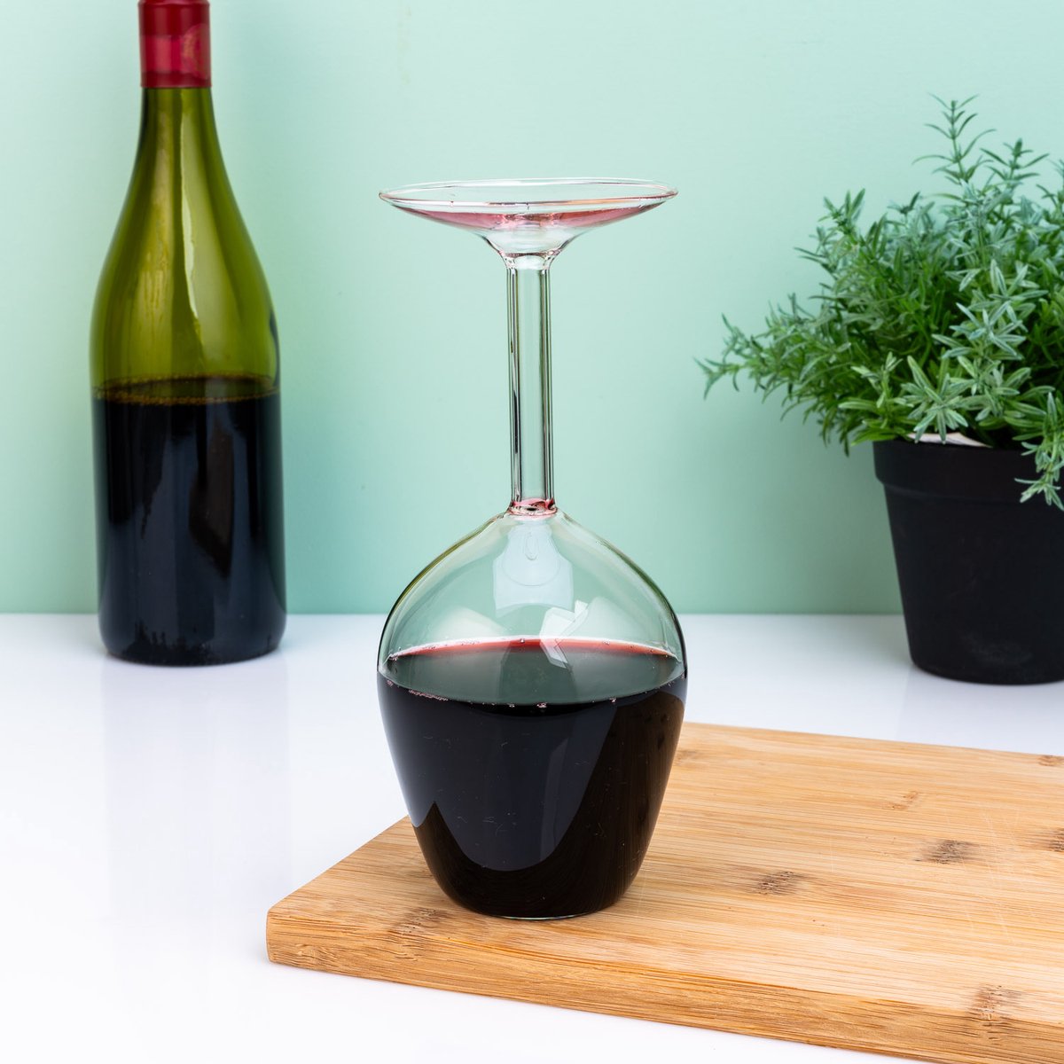 Mikamax Upsidedown Weinglas – Upsidedown Weinglas – Weinglas – lustiges Geschenk – 350 ml – transparentes Glas