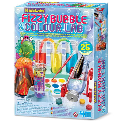 4 m Wissenschaft und Spiele – funkelnde Blasen – und Farblabor – Duo-Pack – 25 Projekte – Kidzlabs – 5+