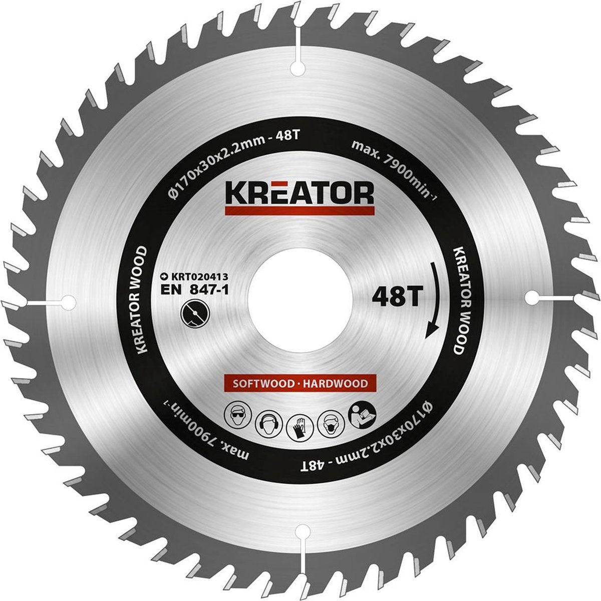 Kreator krt020413 zaagblad hout 170 mm - 48t