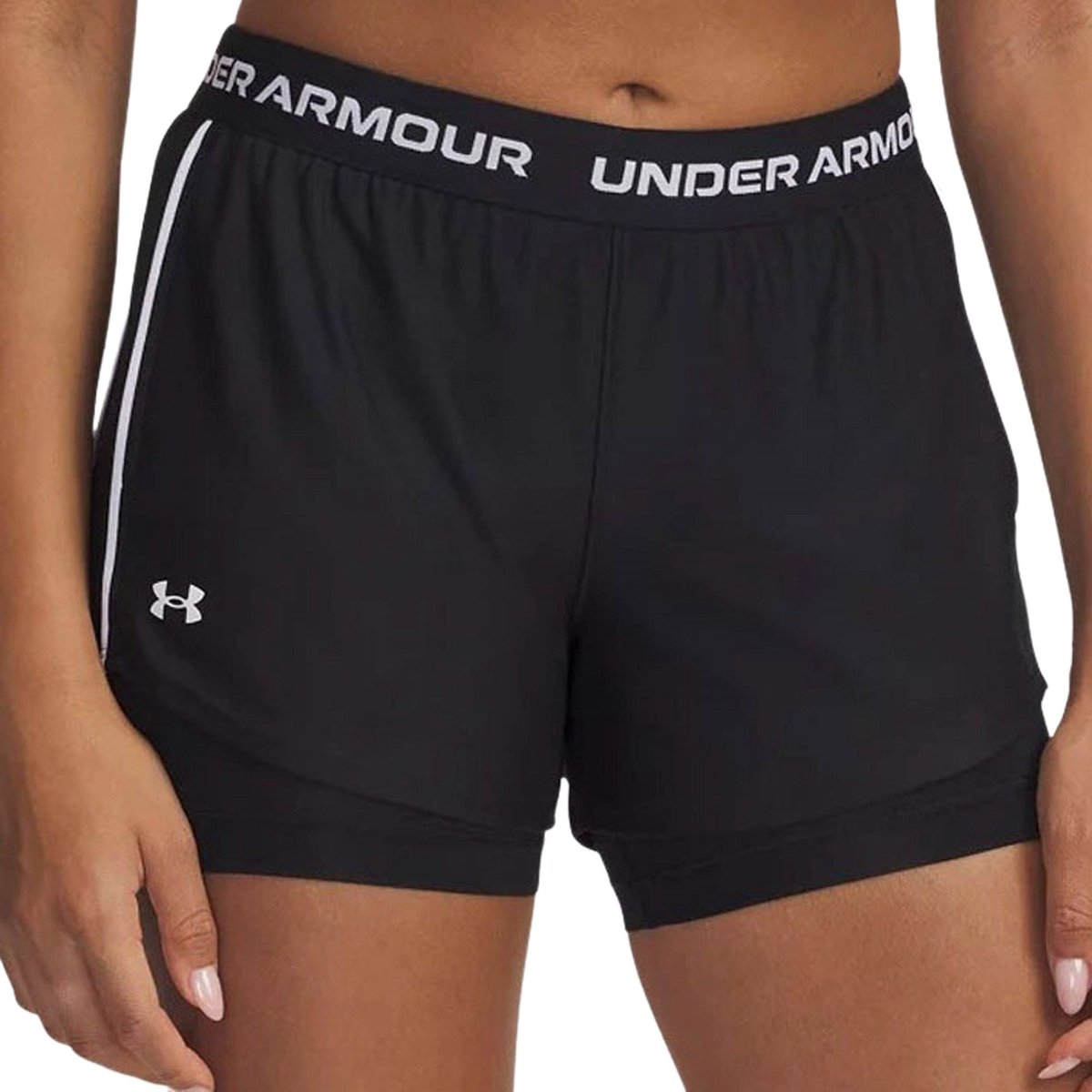 Under Armour Tech Play Up 2in1 Shorts-Blk Damen-Sporthose – Schwarz – Weiß