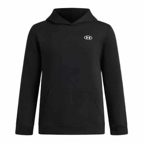 Under armour ua b rival fleece hoodie-blk jongens sporttrui - ultimate zwart - wit