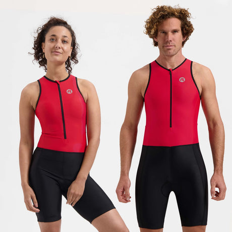 Rogelli florida dames en heren trisuit - mouwloos - zwart rood