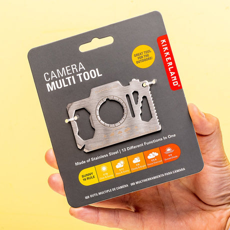 Kikkerland Kamera-Multitool – mit 13 Funktionen – Kamera-Design – Edelstahl