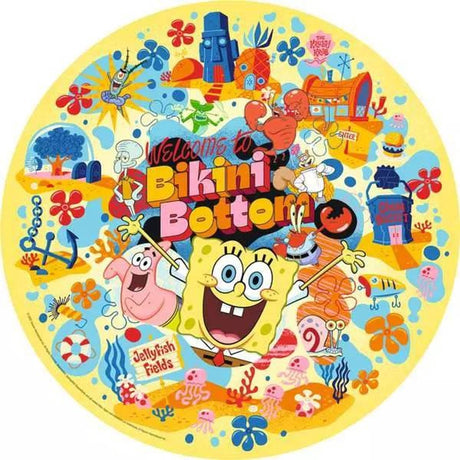 Ravensburger Spongebob Schwammkopf, rundes Puzzle „Willkommen bei Bikini Bottom“ (500 Teile).