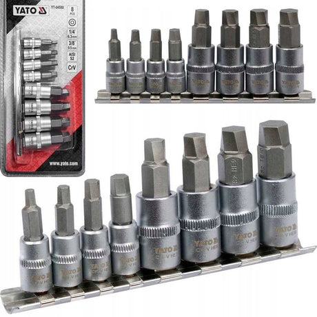 Yato yt-04580 Serie – Sechskant-Bit-Set – Spirale – 8-teilig – 1 4 und 3 8 Zoll