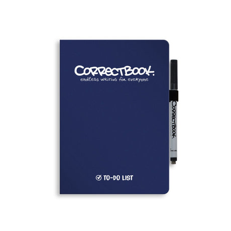 Correctbook A5 löschbares Notizbuch – Scratch Midnight Blue – To-Do-Liste – wiederverwendbares Notizbuch – inklusive Stiftwischtuch